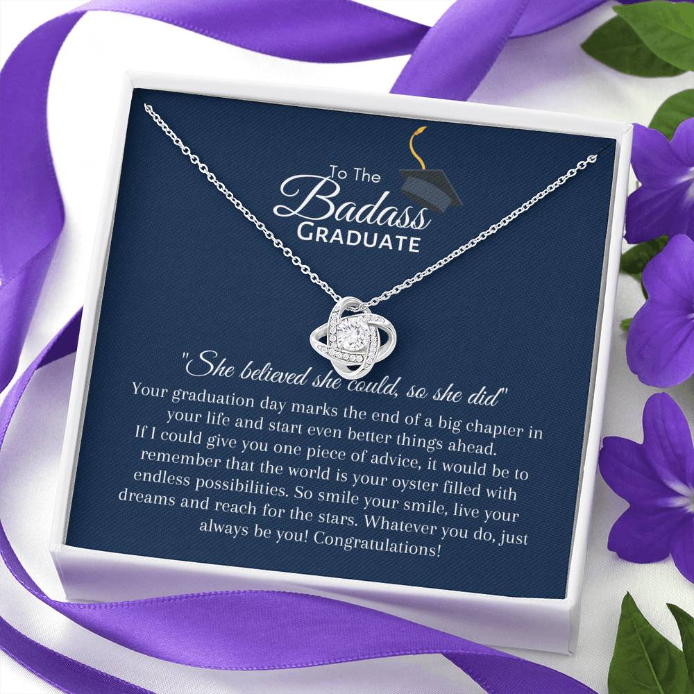 To The BadAss Graduate Love Knot Graduation Necklace