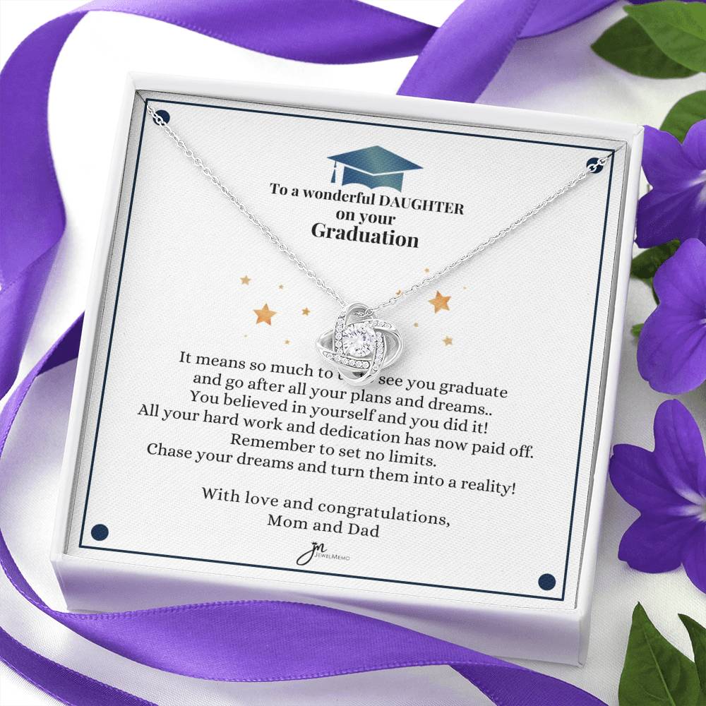 To A Wonderful Daughter Graduation Necklace - Love Knot