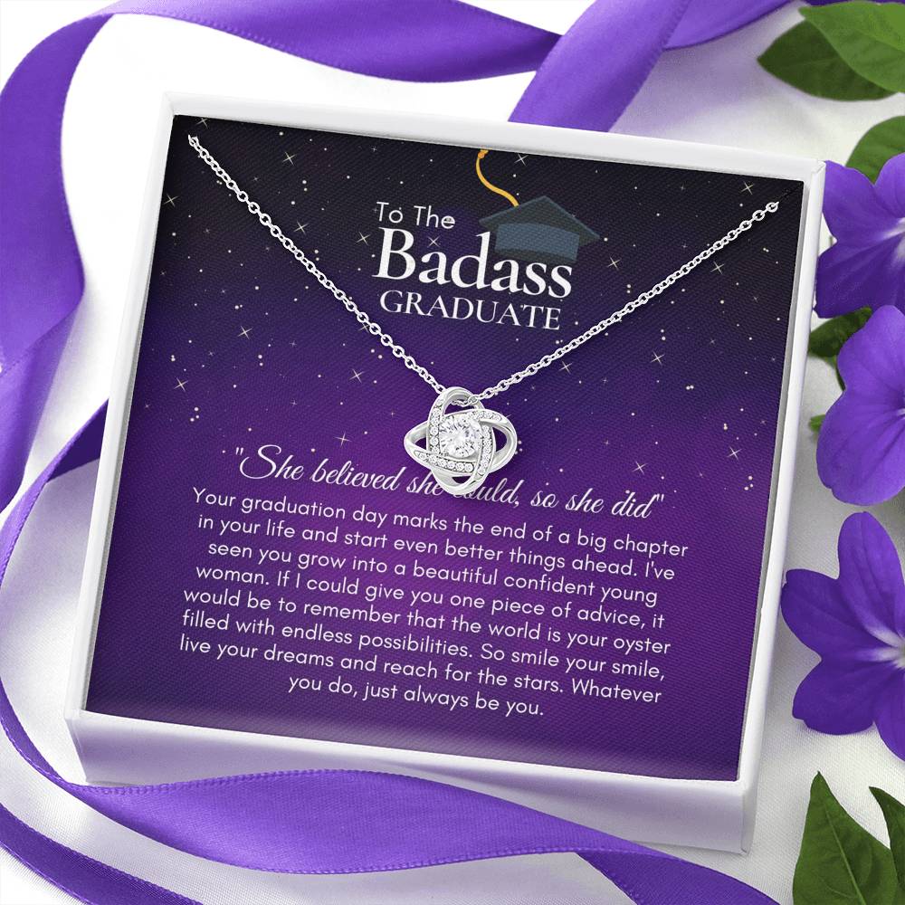 To The BadAss Graduate Love Knot Graduation Necklace V3