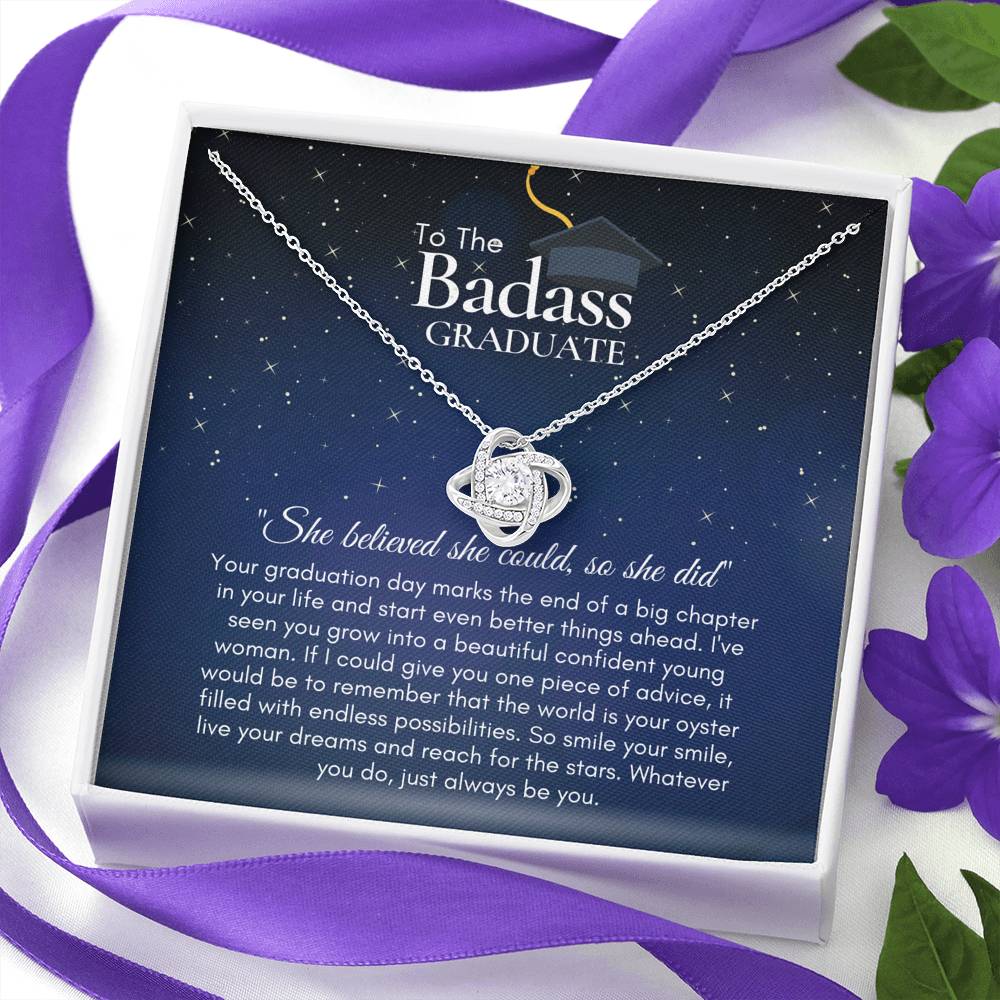 To The BadAss Graduate Love Knot Graduation Necklace V2