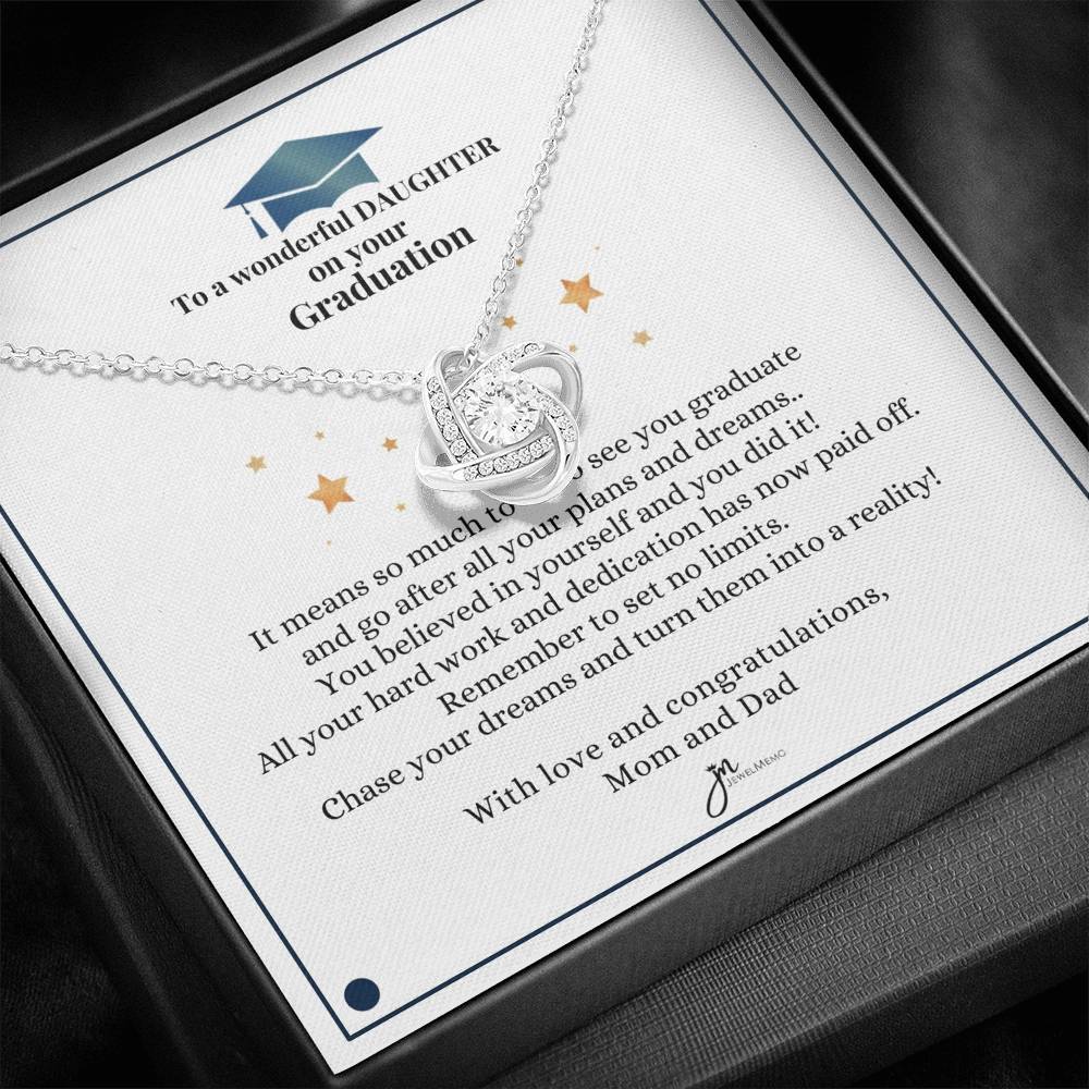 To A Wonderful Daughter Graduation Necklace - Love Knot