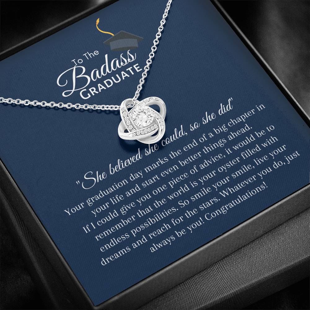 To The BadAss Graduate Love Knot Graduation Necklace