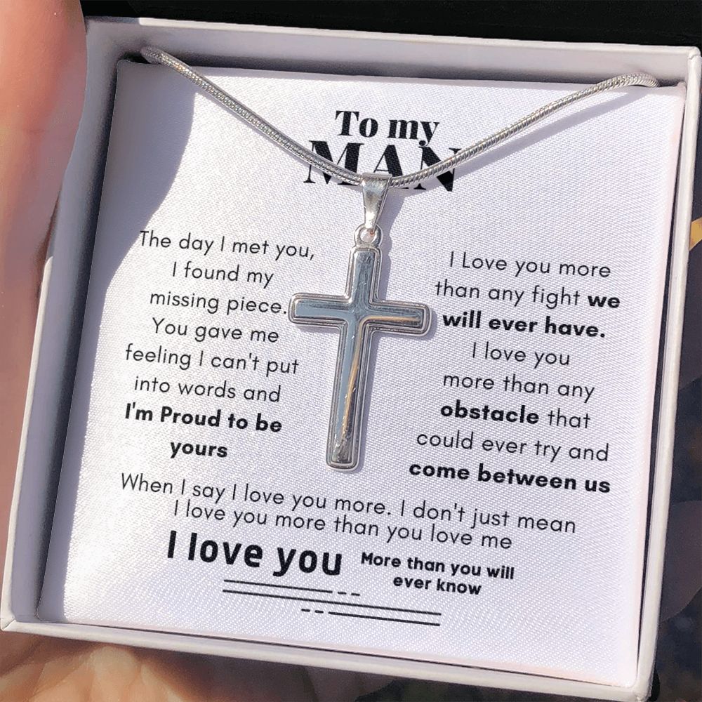 To My Man Proud To Be Yours Cross Necklace