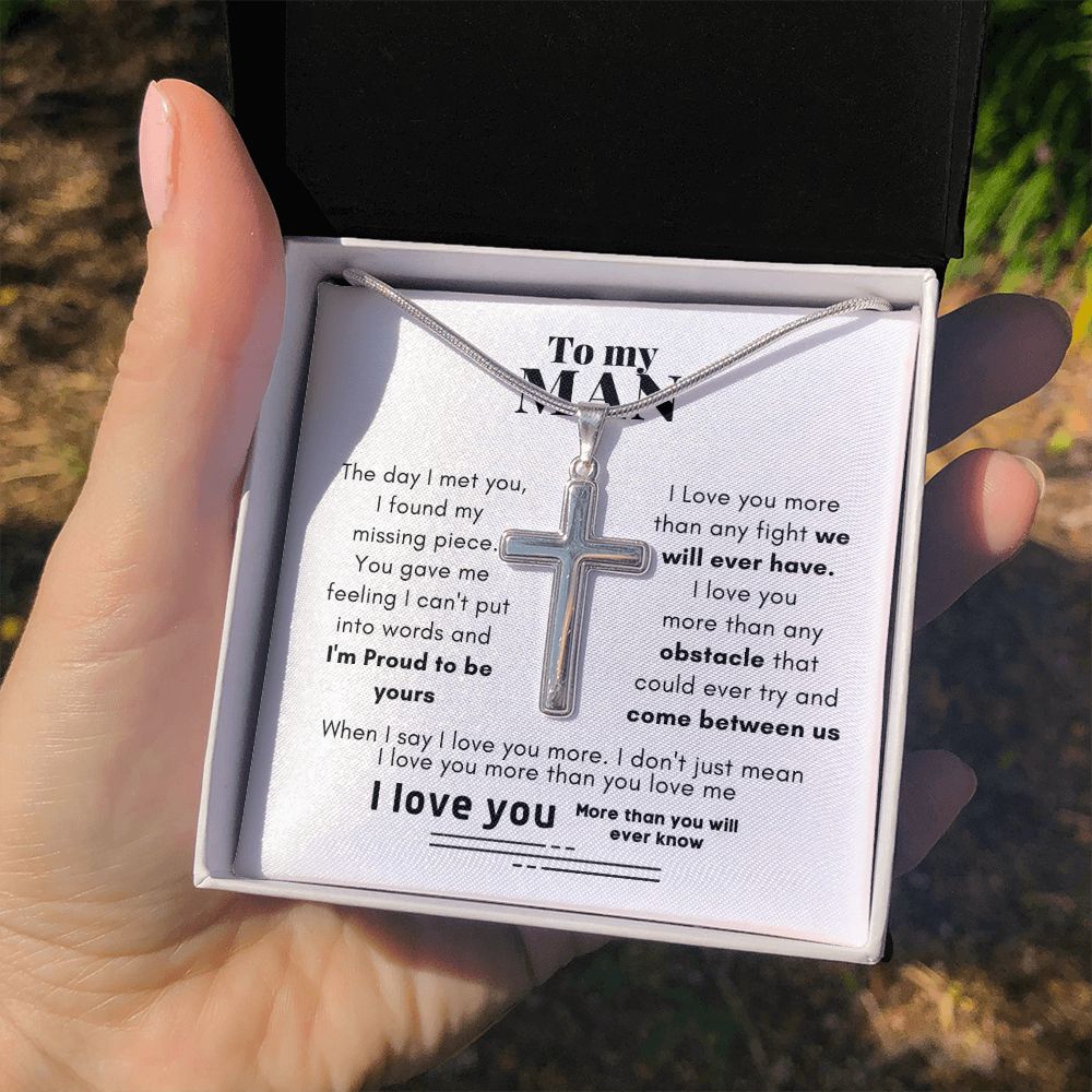 To My Man Proud To Be Yours Cross Necklace