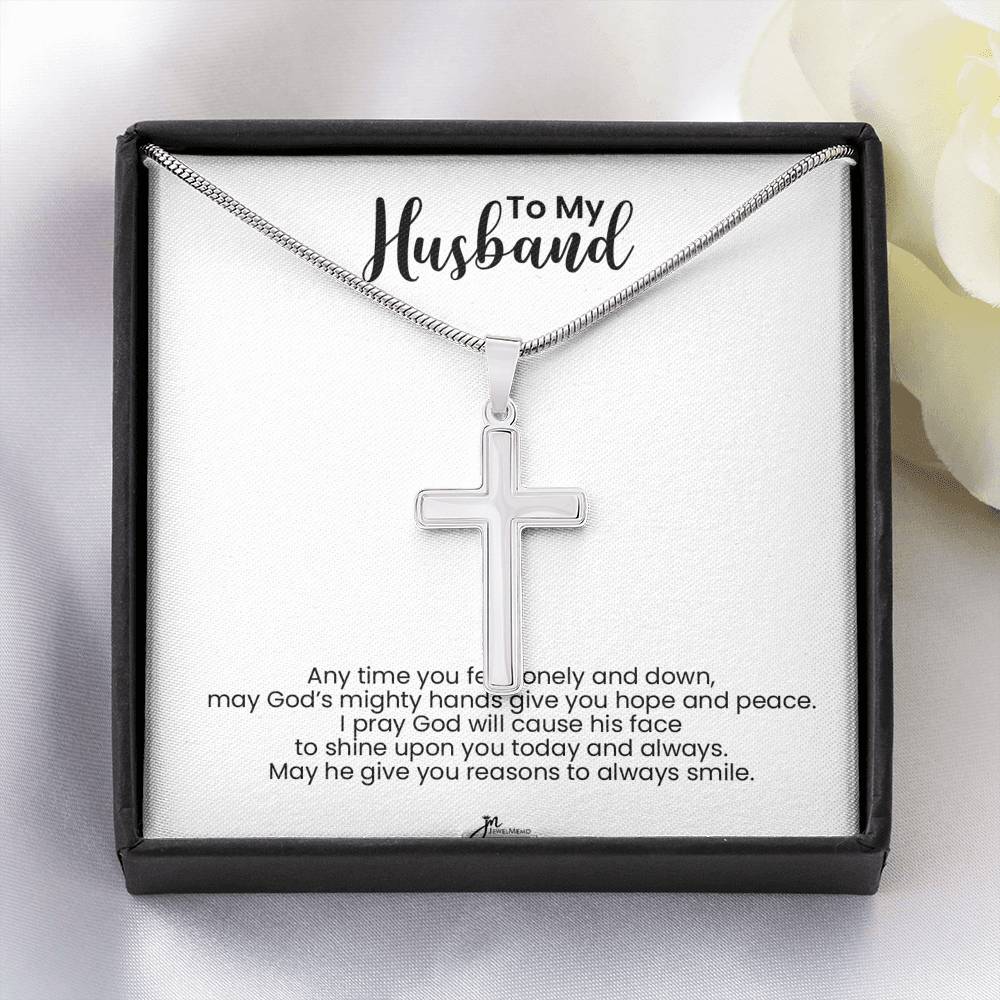 To My Husband Cross Necklace - Hope And Peace