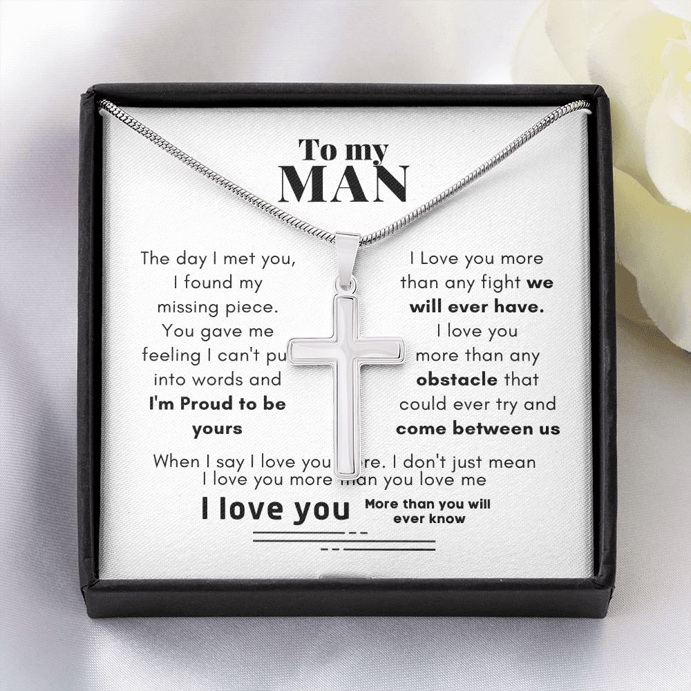 To My Man Proud To Be Yours Cross Necklace