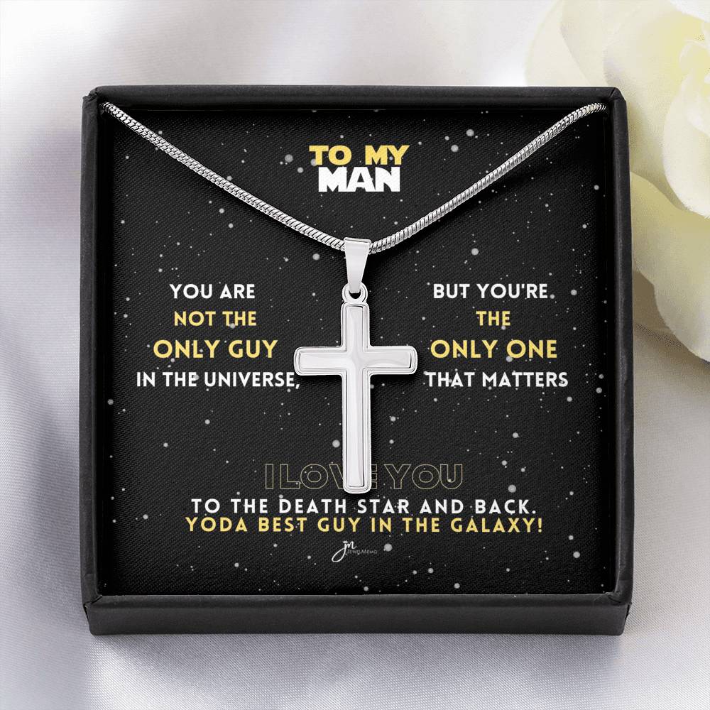 To My Man Yoda Best Guy In The Galaxy Cross Necklace