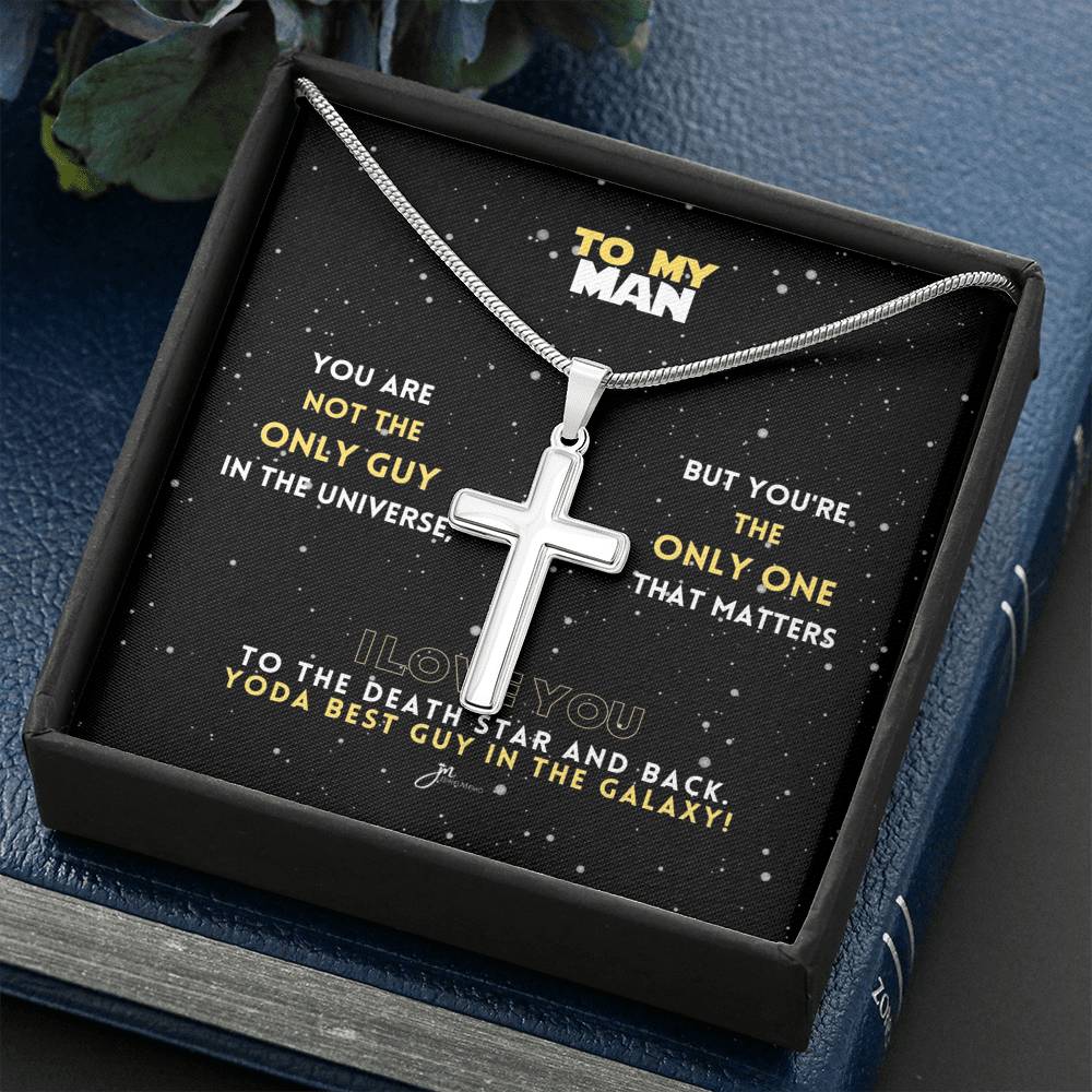 To My Man Yoda Best Guy In The Galaxy Cross Necklace