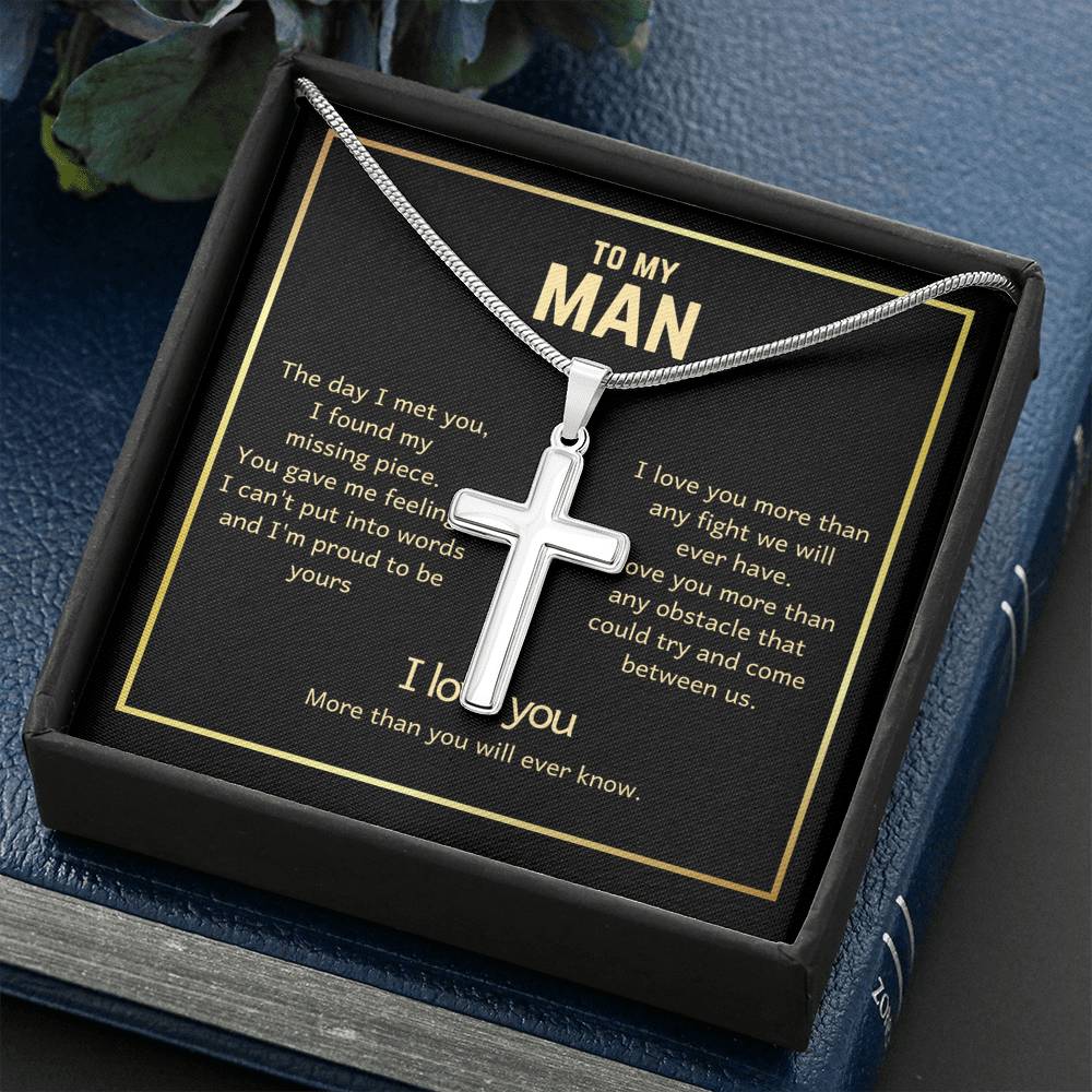 To My Man Cross Necklace - I Love You