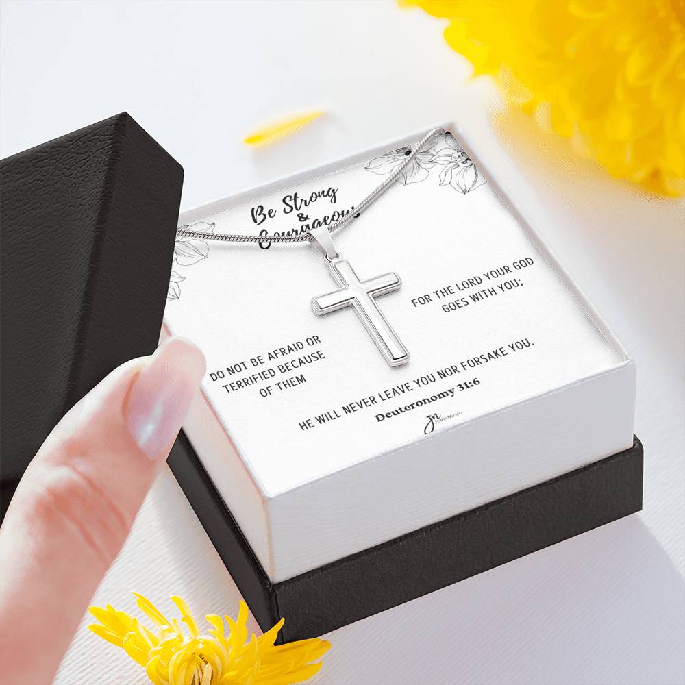 Cross Necklace - Be Strong And Courageous