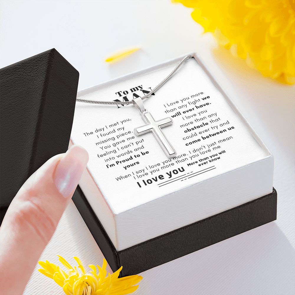 To My Man Proud To Be Yours Cross Necklace