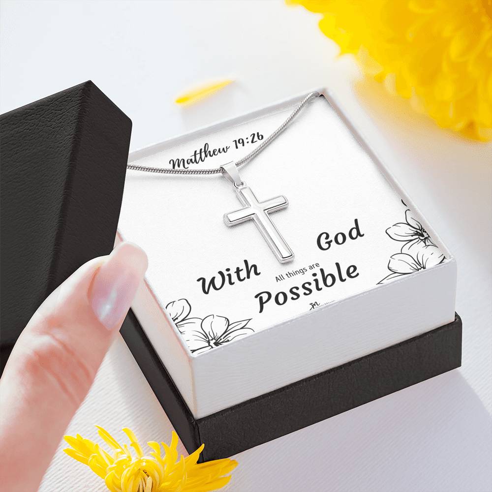 Cross Necklace - With God All Things Are Possible