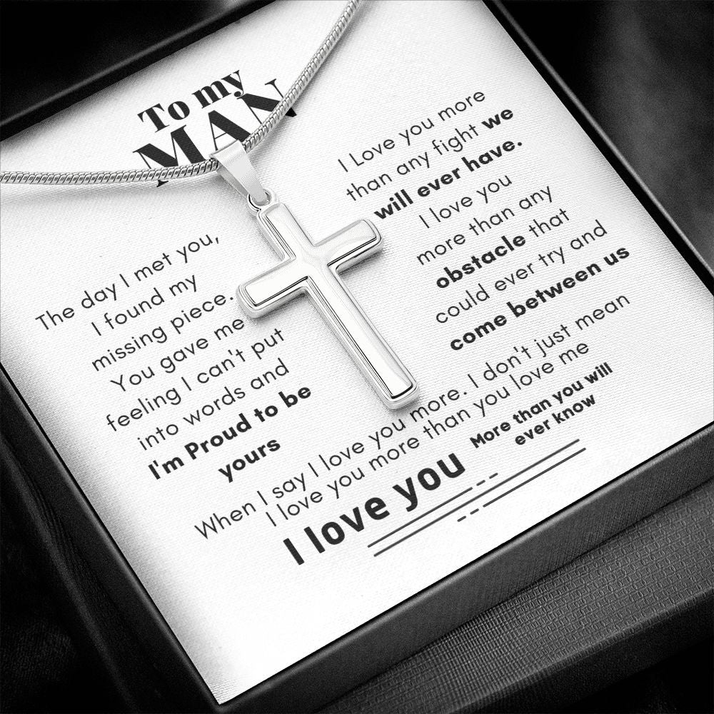 To My Man Proud To Be Yours Cross Necklace