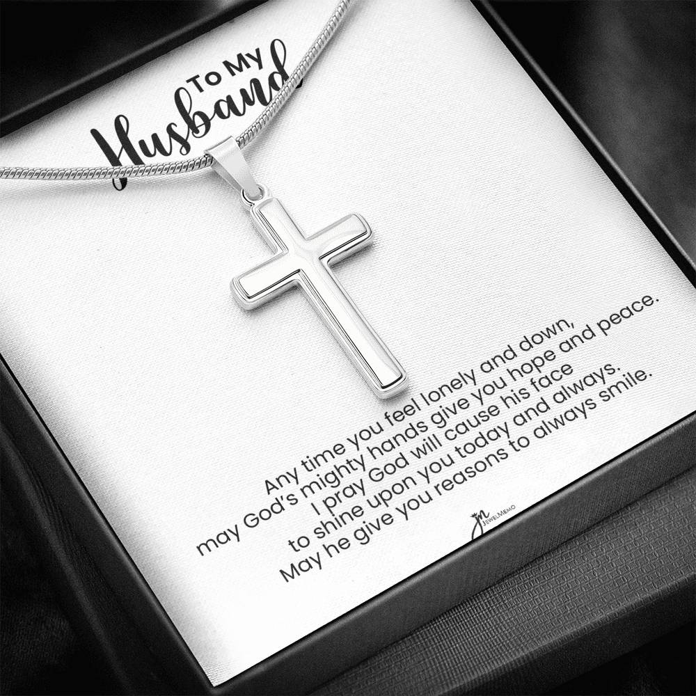 To My Husband Cross Necklace - Hope And Peace