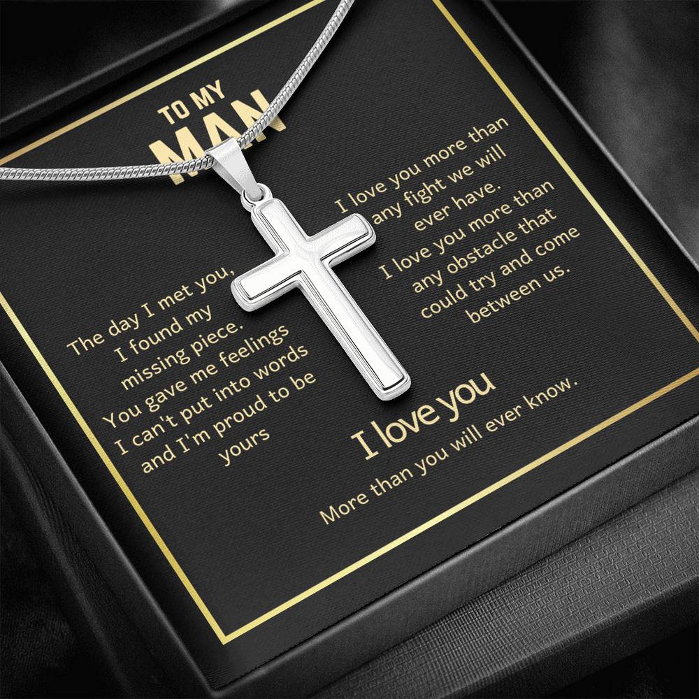To My Man Cross Necklace - I Love You