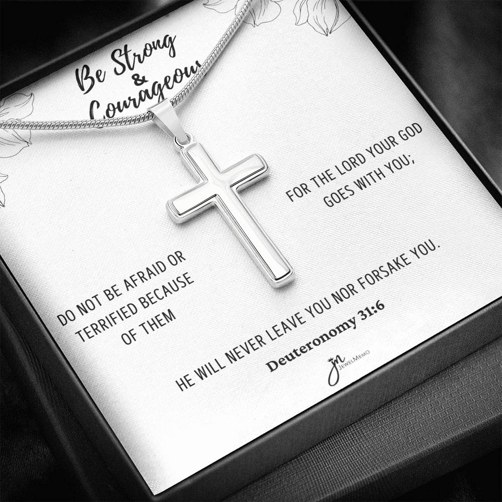Cross Necklace - Be Strong And Courageous