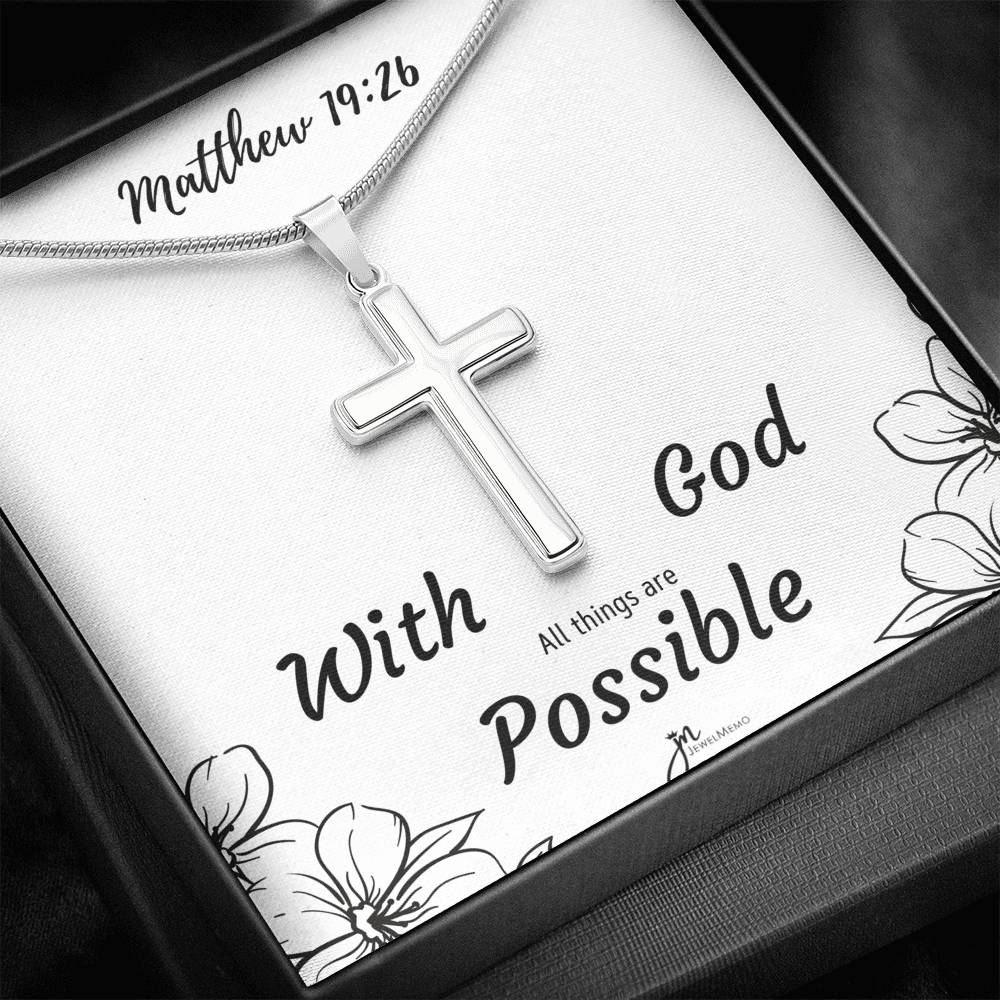 Cross Necklace - With God All Things Are Possible