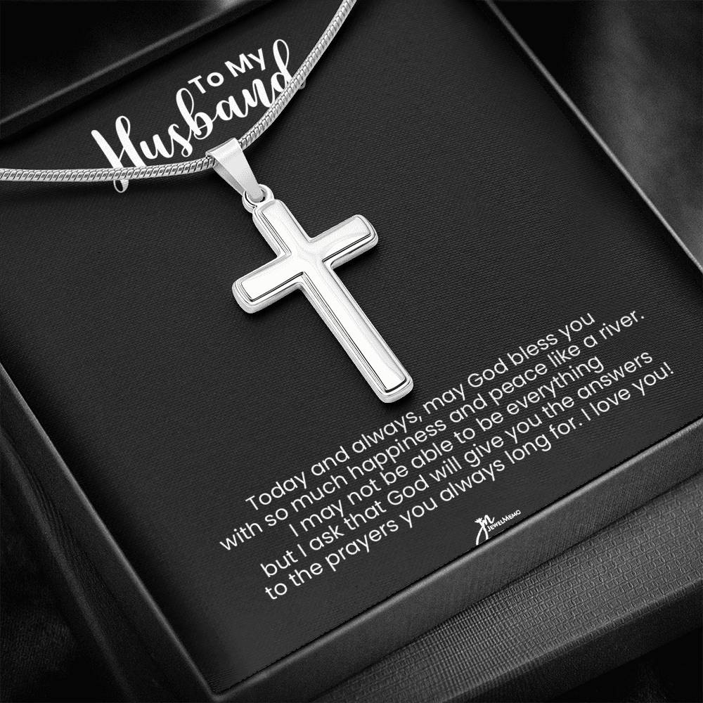 To My Husband Cross Necklace - God Bless You