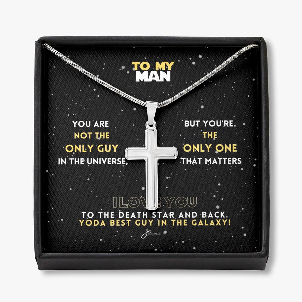 To My Man Yoda Best Guy In The Galaxy Cross Necklace