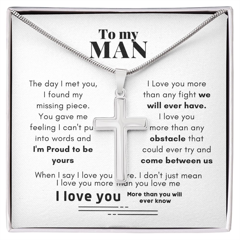 To My Man Proud To Be Yours Cross Necklace