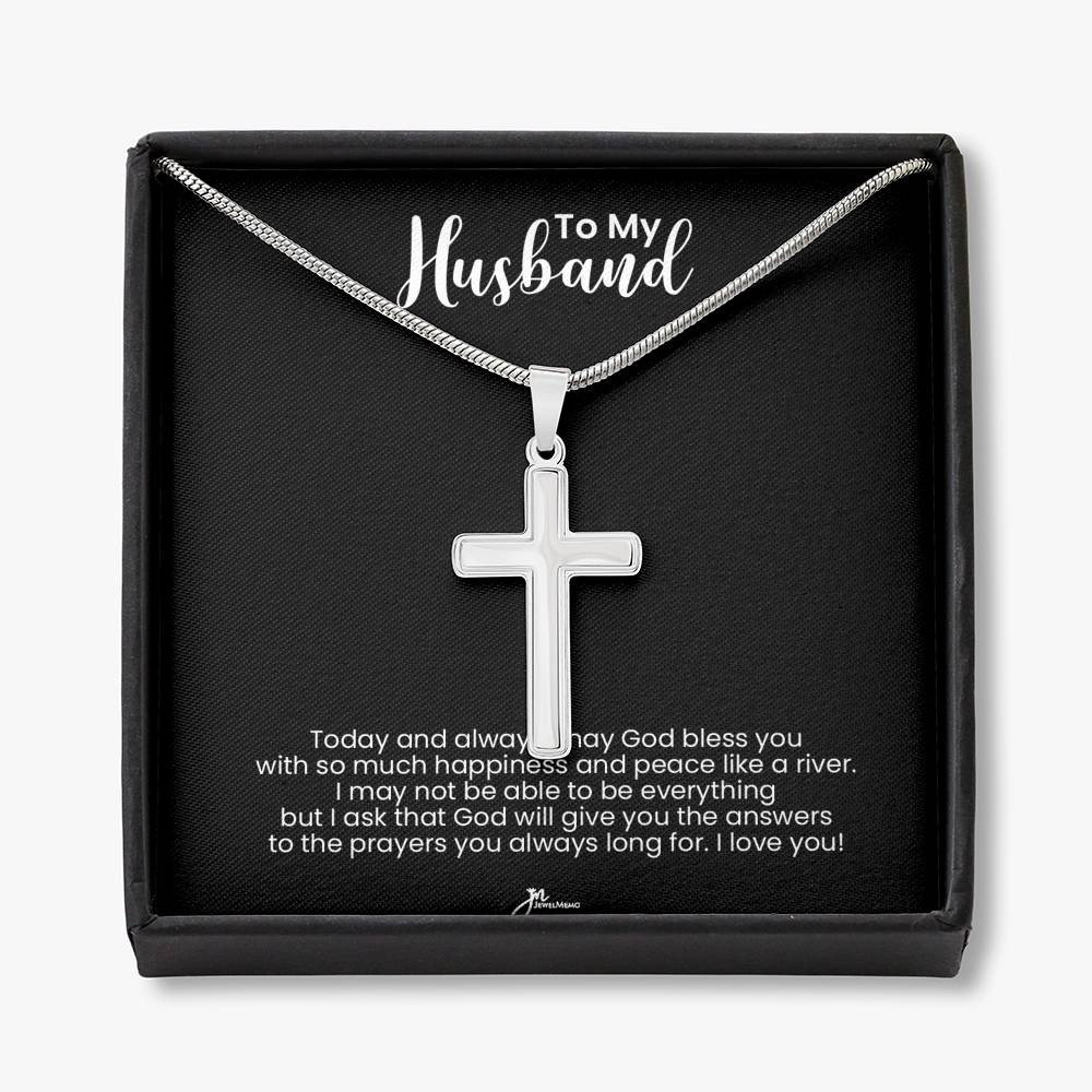 To My Husband Cross Necklace - God Bless You