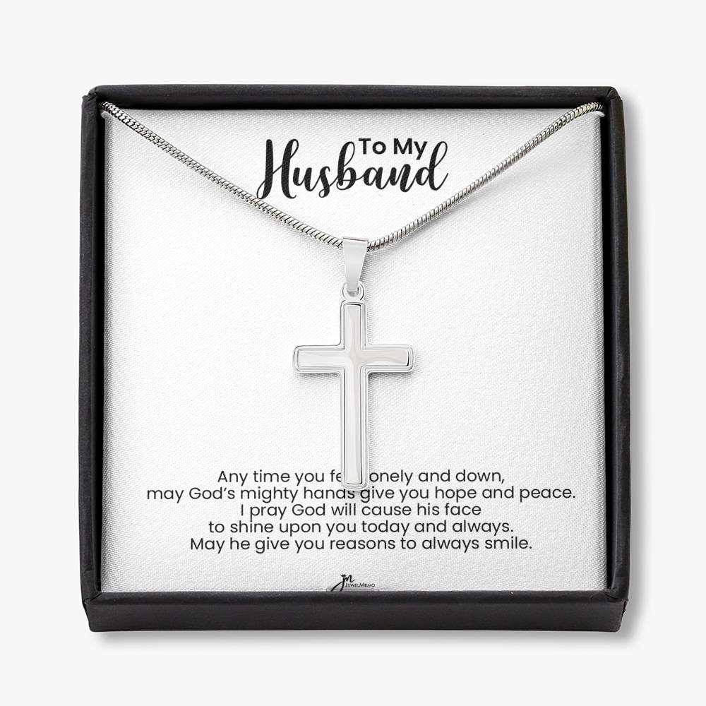 To My Husband Cross Necklace - Hope And Peace