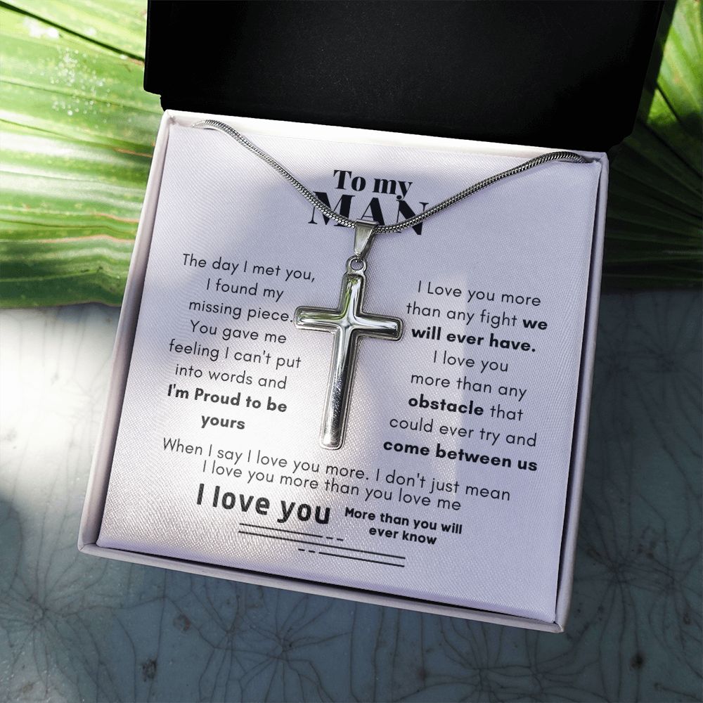 To My Man Proud To Be Yours Cross Necklace