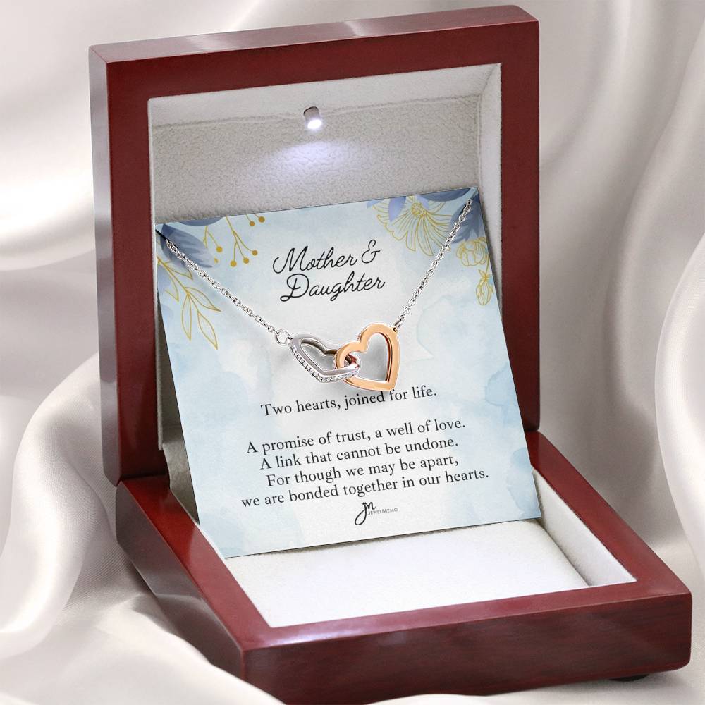Mother And Daughter Interlocking Hearts Necklace - Joined For Life