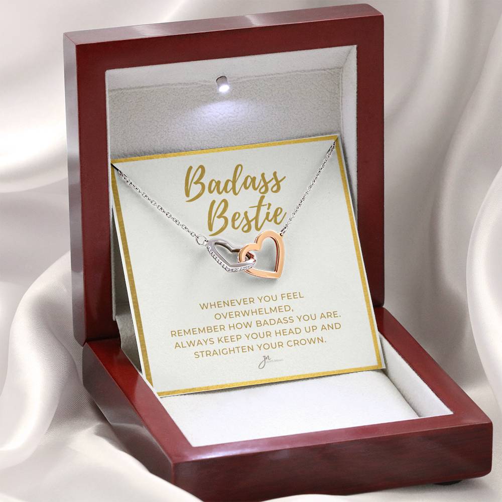 BadAss Bestie Interlocking Hearts Friendship Necklace
