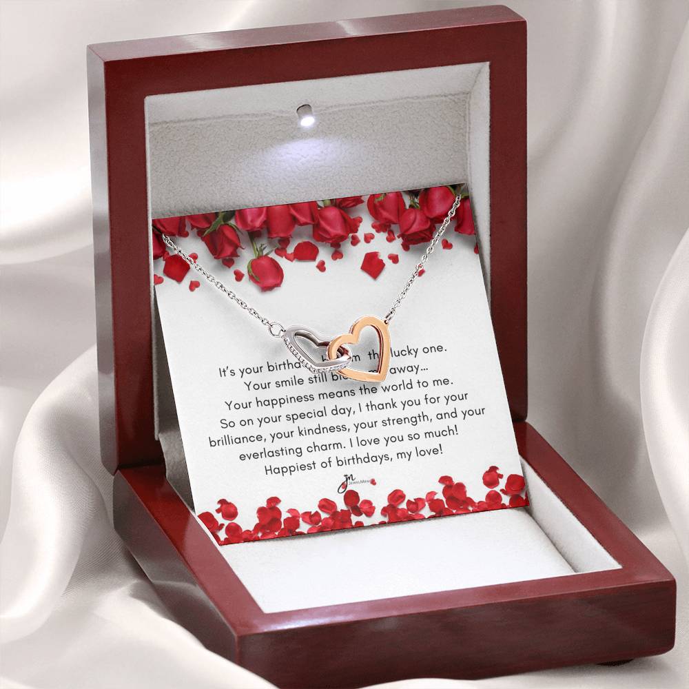 Happiest Of Birthdays, My Love Interlocking Hearts Necklace