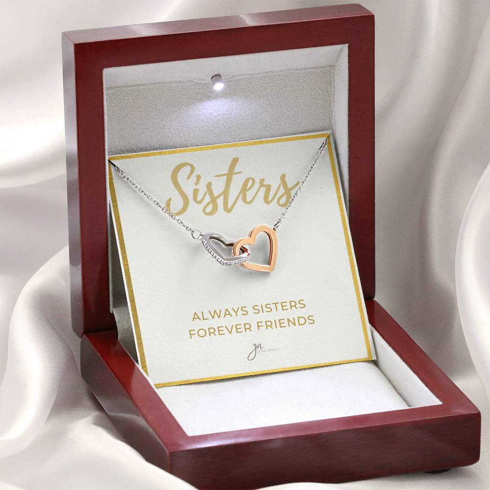 Always Sisters Interlocking Hearts Friendship Necklace