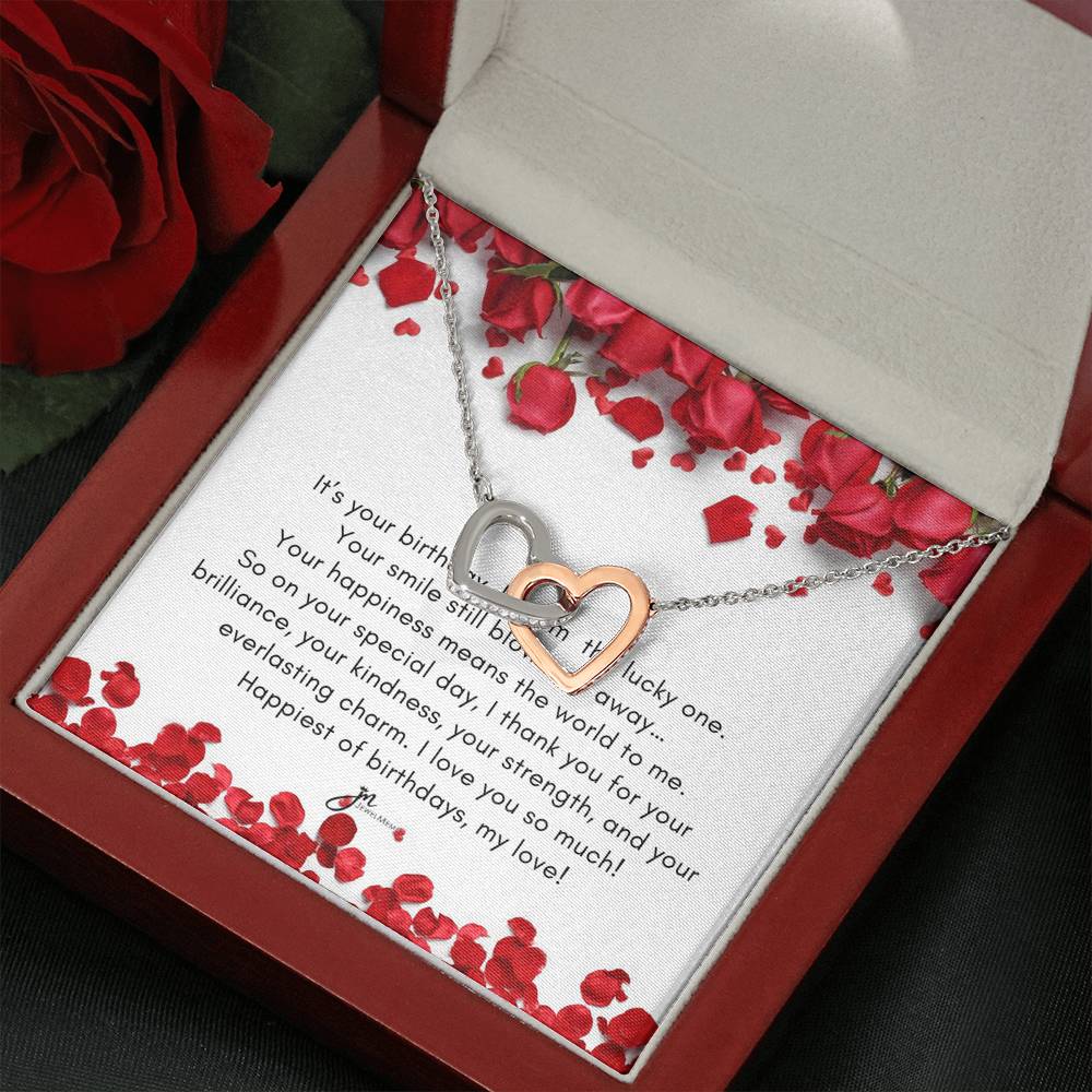 Happiest Of Birthdays, My Love Interlocking Hearts Necklace