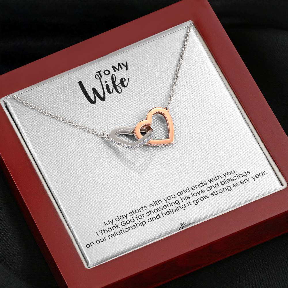 To My Wife Interlocking Hearts Necklace - Love And Blessings