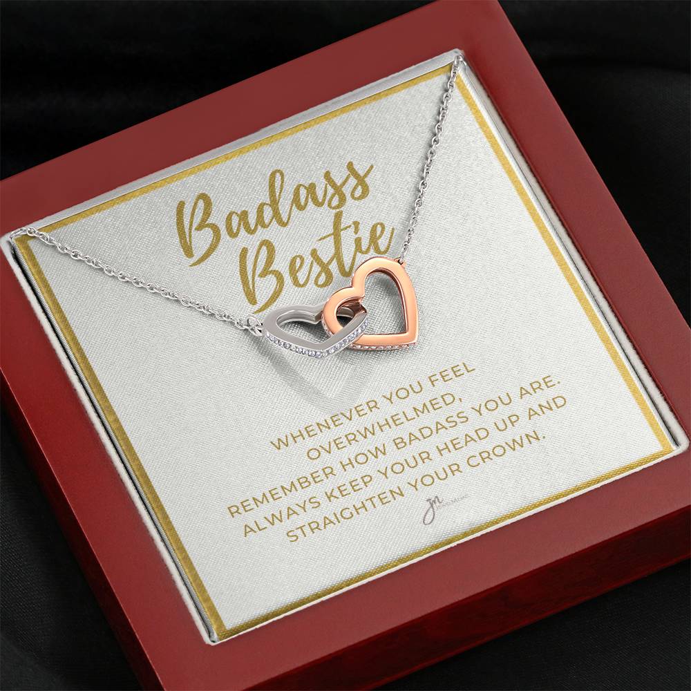 BadAss Bestie Interlocking Hearts Friendship Necklace