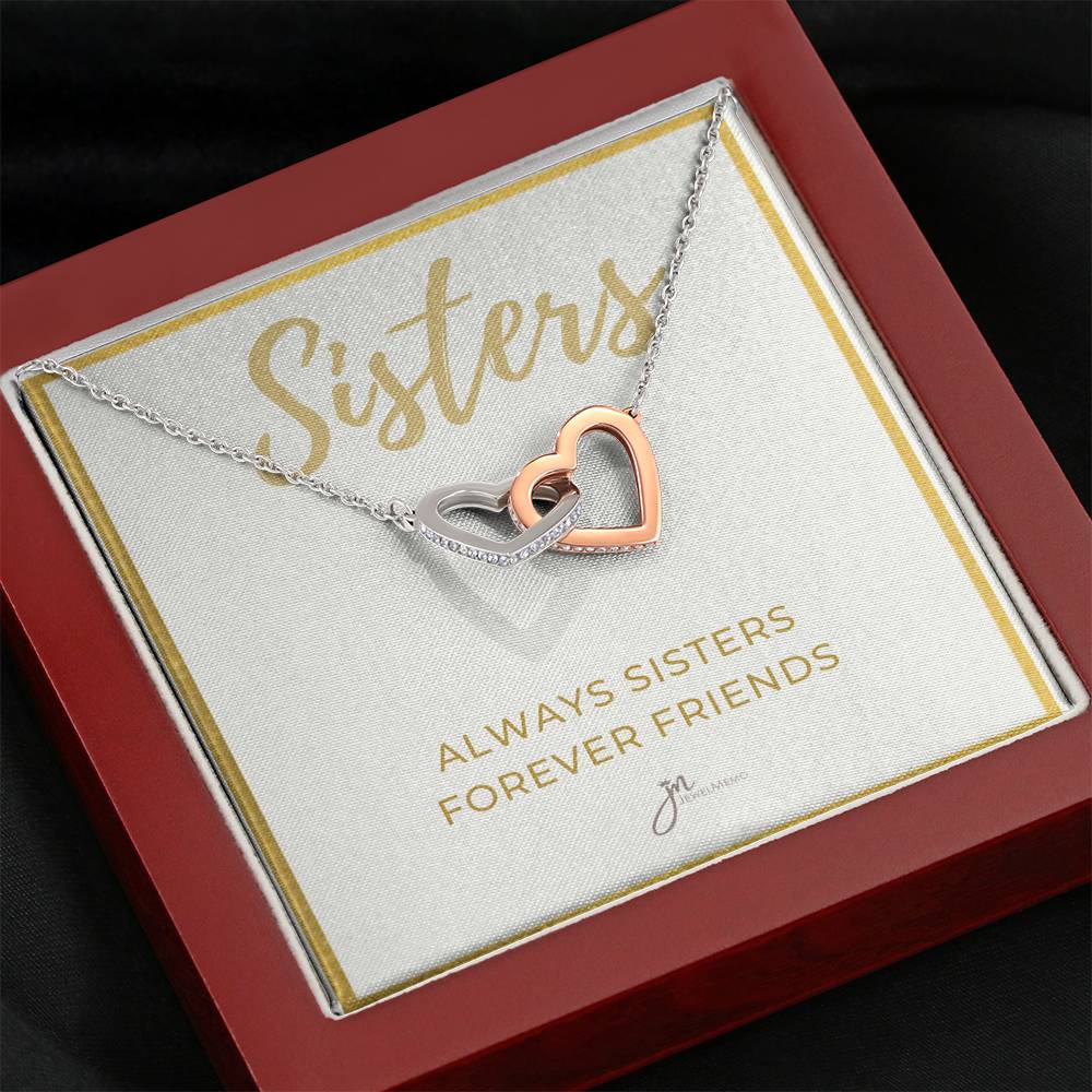 Always Sisters Interlocking Hearts Friendship Necklace