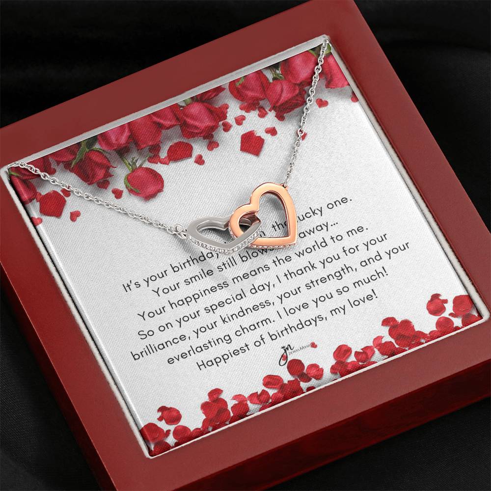 Happiest Of Birthdays, My Love Interlocking Hearts Necklace