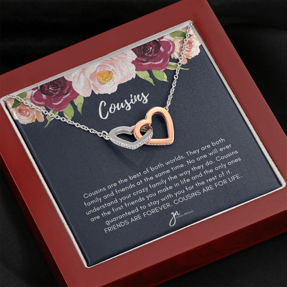Interlocking Hearts Cousins For Life Necklace
