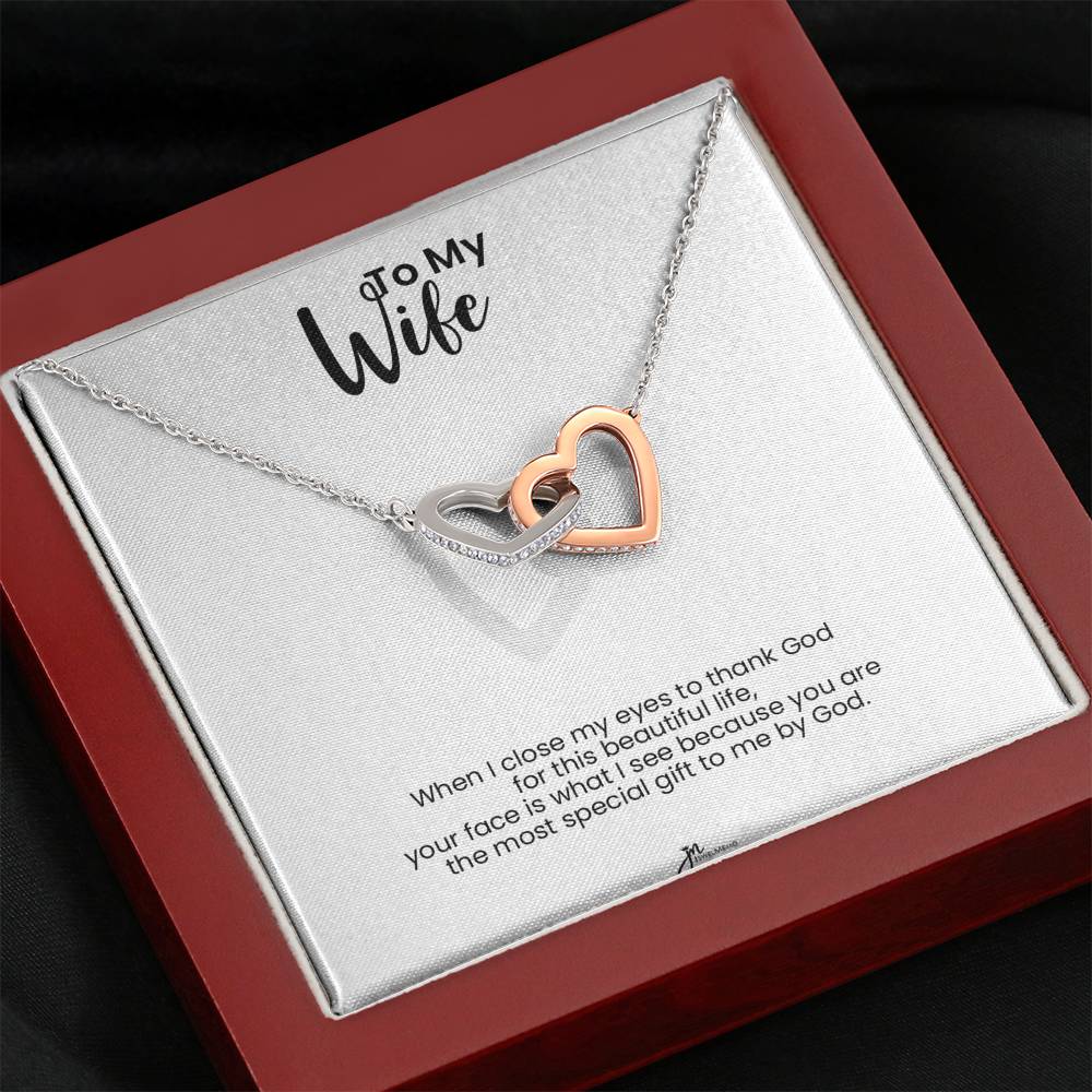 To My Wife Interlocking Hearts Necklace - Most Special Gift