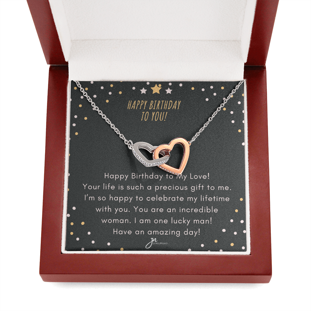 Interlocking Hearts Birthday Necklace - You Are An Incredible Woman