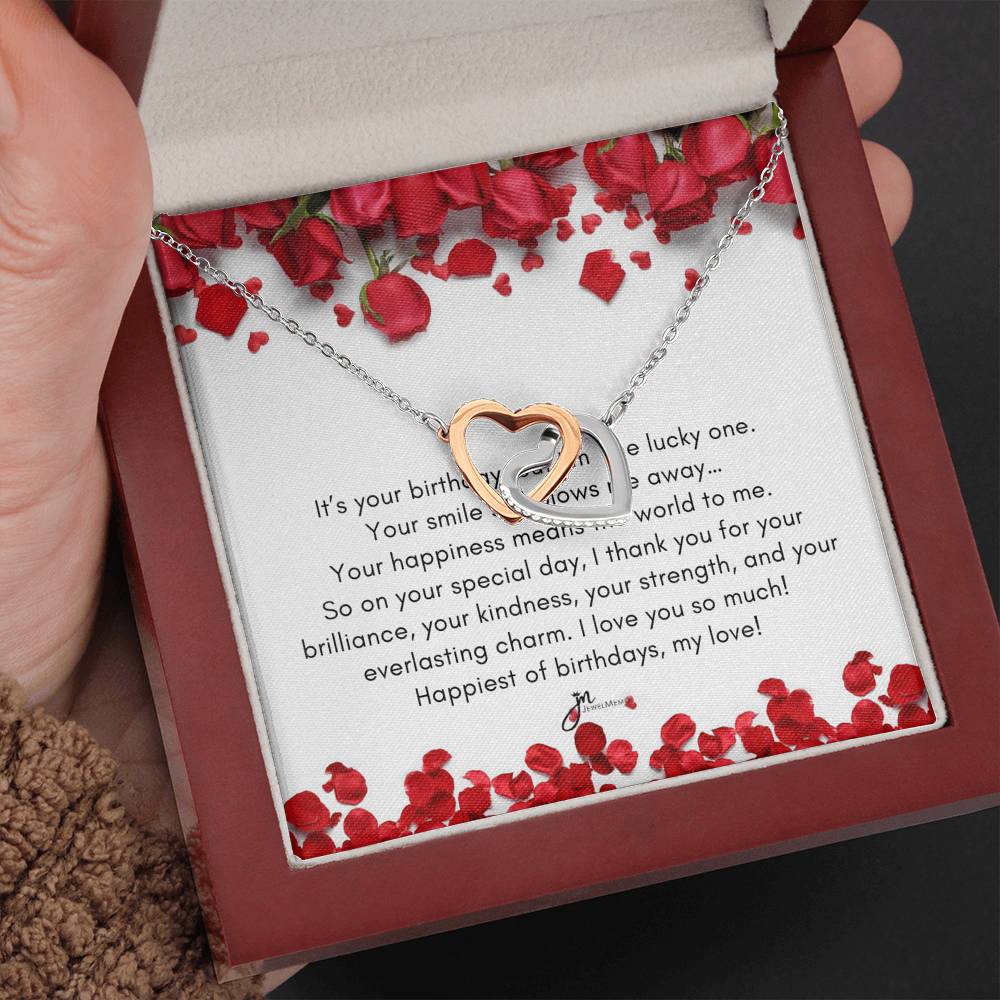 Happiest Of Birthdays, My Love Interlocking Hearts Necklace