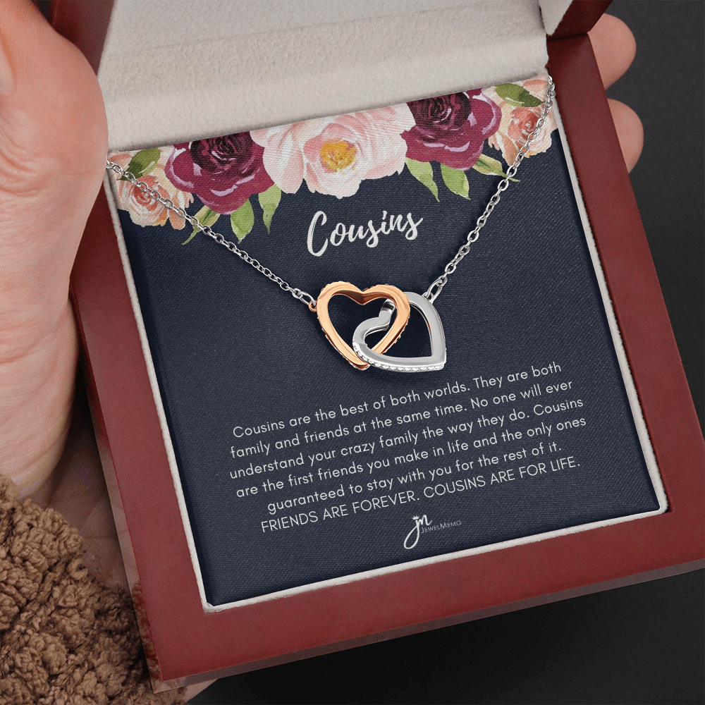 Interlocking Hearts Cousins For Life Necklace