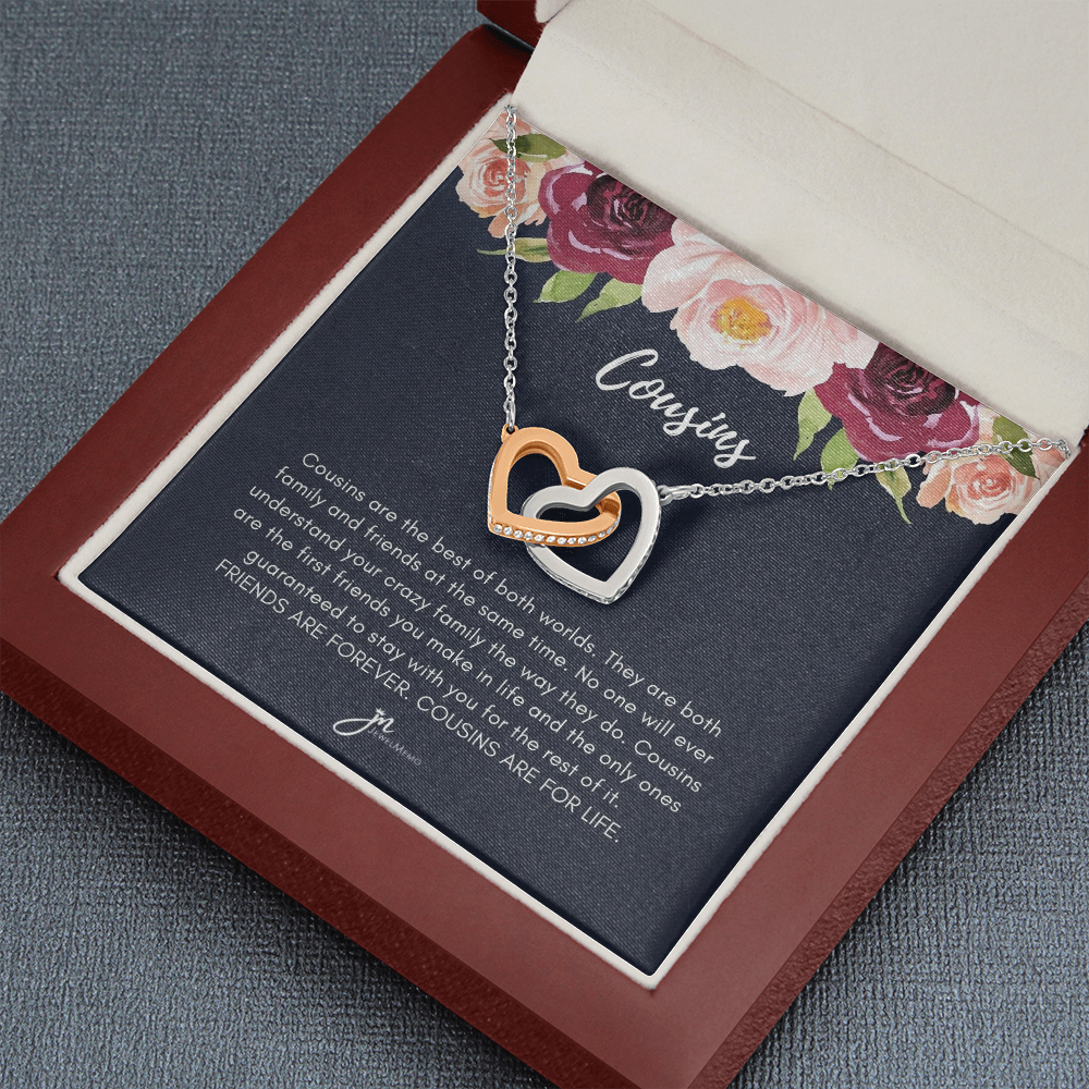 Interlocking Hearts Cousins For Life Necklace