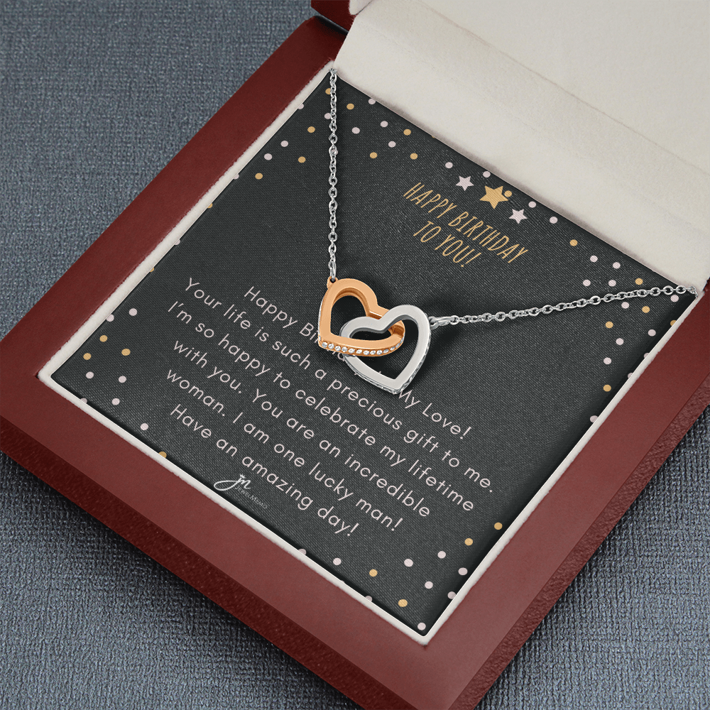Interlocking Hearts Birthday Necklace - You Are An Incredible Woman