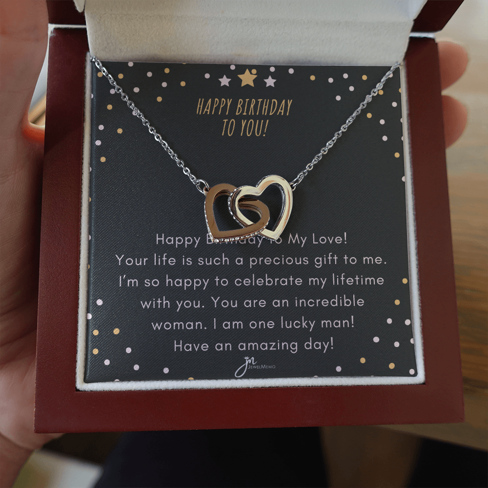 Interlocking Hearts Birthday Necklace - You Are An Incredible Woman