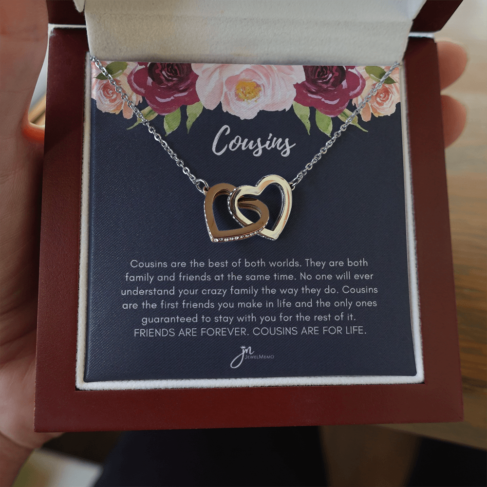 Interlocking Hearts Cousins For Life Necklace