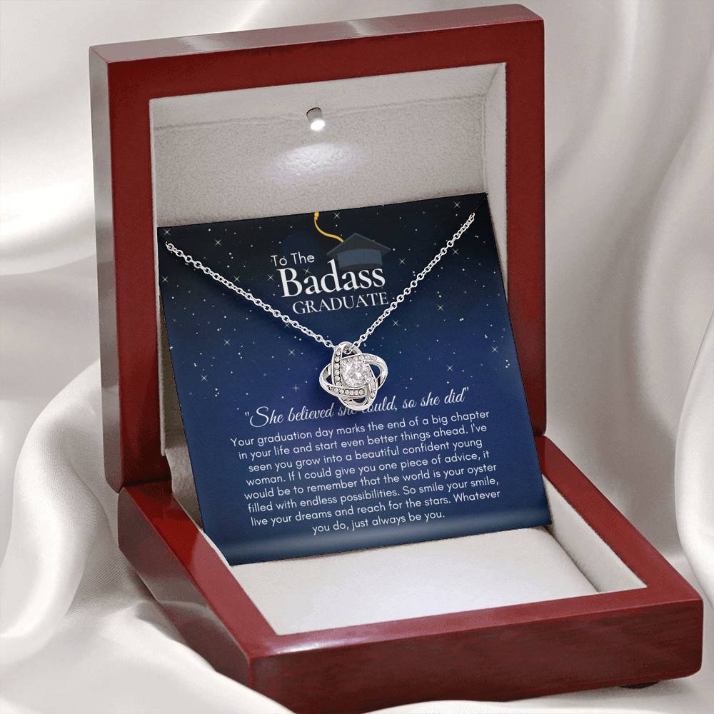 To The BadAss Graduate Love Knot Graduation Necklace V2