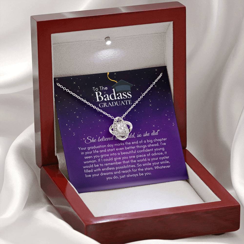 To The BadAss Graduate Love Knot Graduation Necklace V3