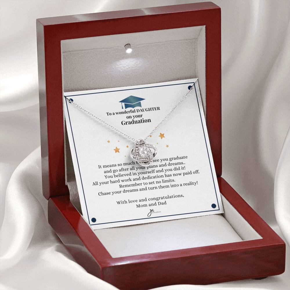 To A Wonderful Daughter Graduation Necklace - Love Knot