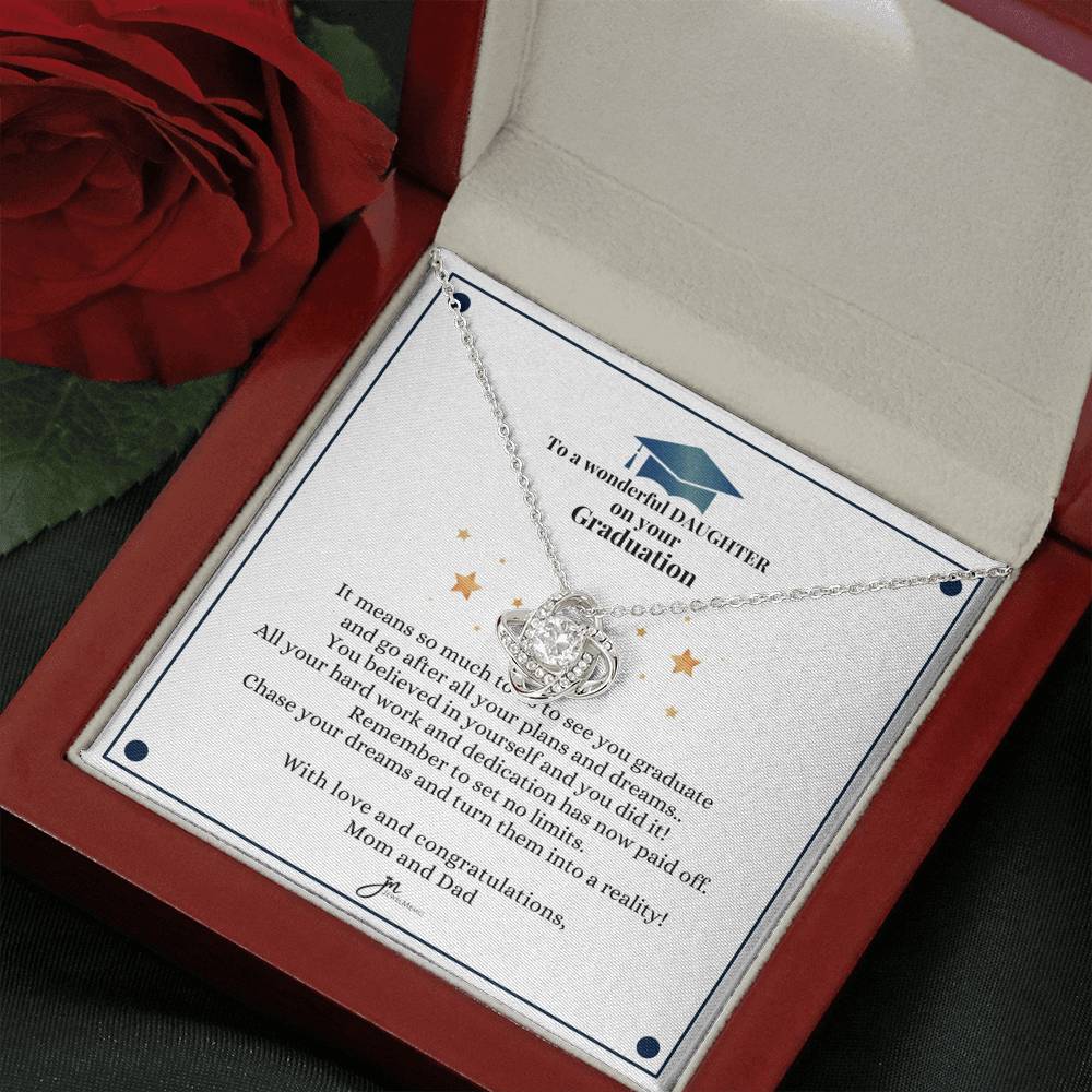 To A Wonderful Daughter Graduation Necklace - Love Knot