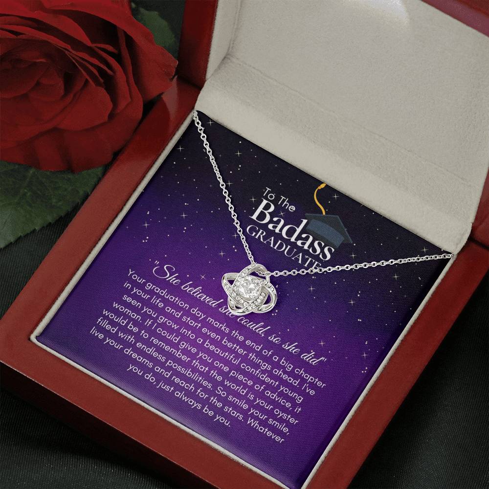 To The BadAss Graduate Love Knot Graduation Necklace V3